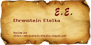 Ehrenstein Etelka névjegykártya